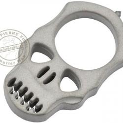 Poing américain Skull pointe Silver Sablé