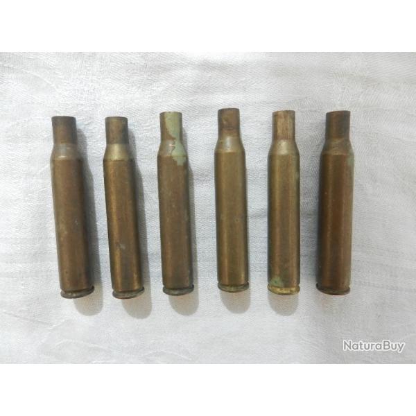 6 douilles tuis vides pour rechargement cartouches calibre 270 Winchester