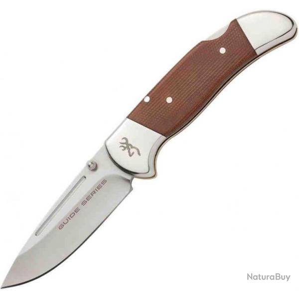 Couteau Browning Guide Series Lame Acier 14C28N Manche Micarta Clip Made In USA BR0453