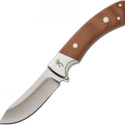 Couteau Browning Guide Series Skinner Lame Acier 14C28N Manche Micarta Etui Cuir Made USA BR0451