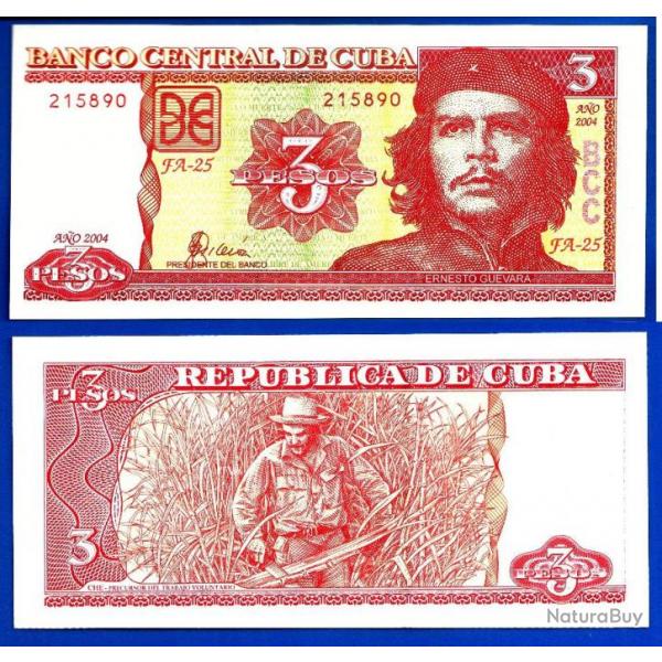 Cuba 3 Pesos 2004 Che Guevara Billet Peso NEUF