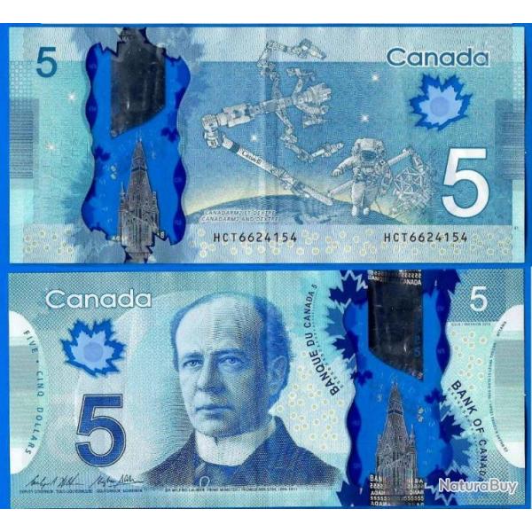 Canada 5 Dollars 2013 Billet Poymere Dollar Astronaute Wilfrid Laurier 1er Ministre