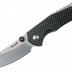 Ruike P671CB Noir Couteau de poche lame acier 14C28N manche G10 et fibre de carbone