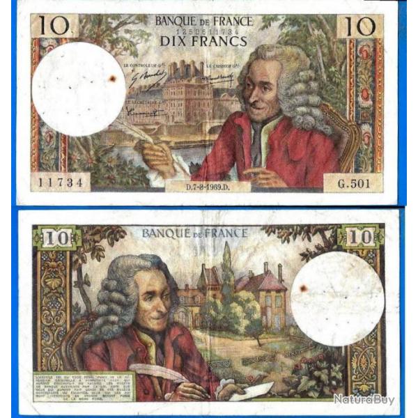 France 10 Francs 1969 7 Aout Billet Voltaire Franc