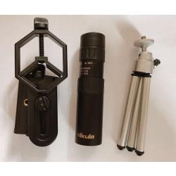 Kit Monoculaire NIKULA 10-30x25 + Trépied et Fixation Téléphone Universelle  Prisme BAK4 Observation