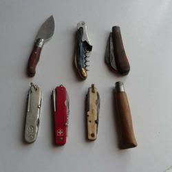 Beau lot de sept couteaux des années 50-60,diverses marques,vendu en l'état
