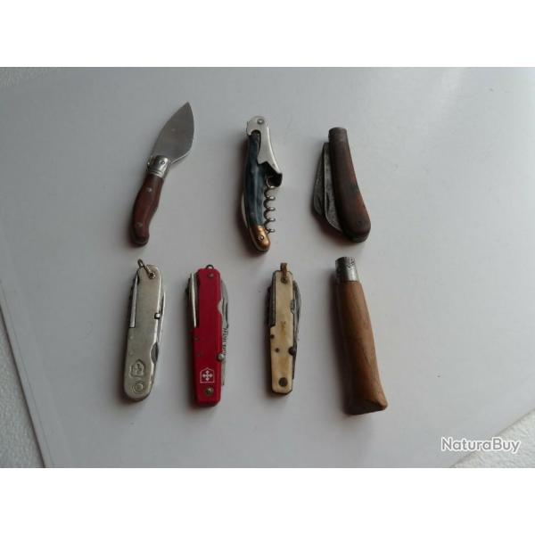 Beau lot de sept couteaux des annes 50-60,diverses marques,vendu en l'tat