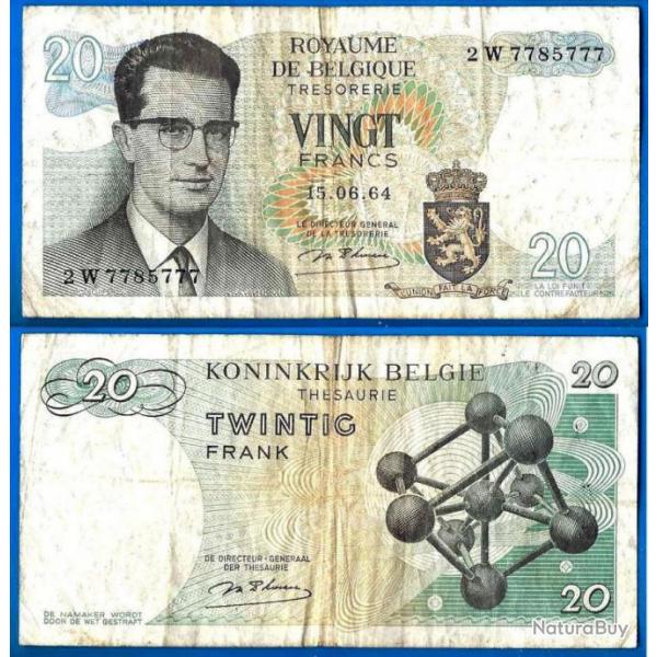 Belgique 20 Francs 1964 Roi Baudouin Atomimum Billet Frcs Frc Frs