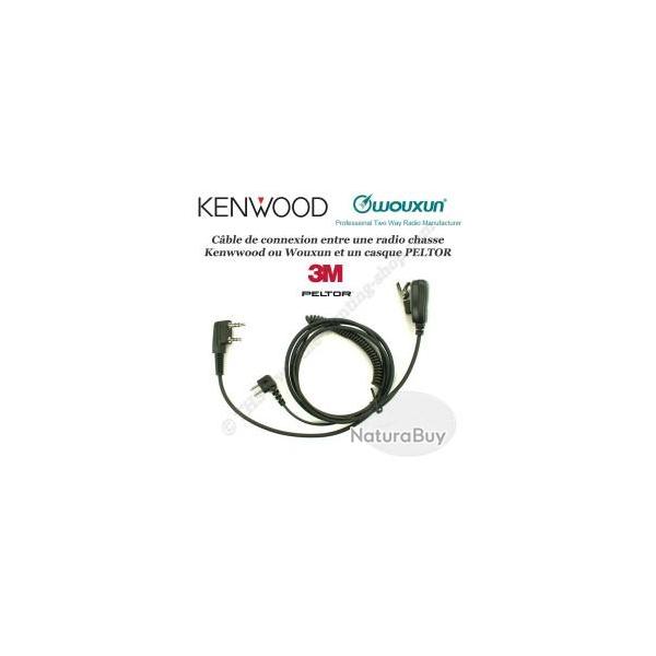 KENWOOD - WOUXUN cordon radio chasse avec micro pour casque antibruit PELTOR