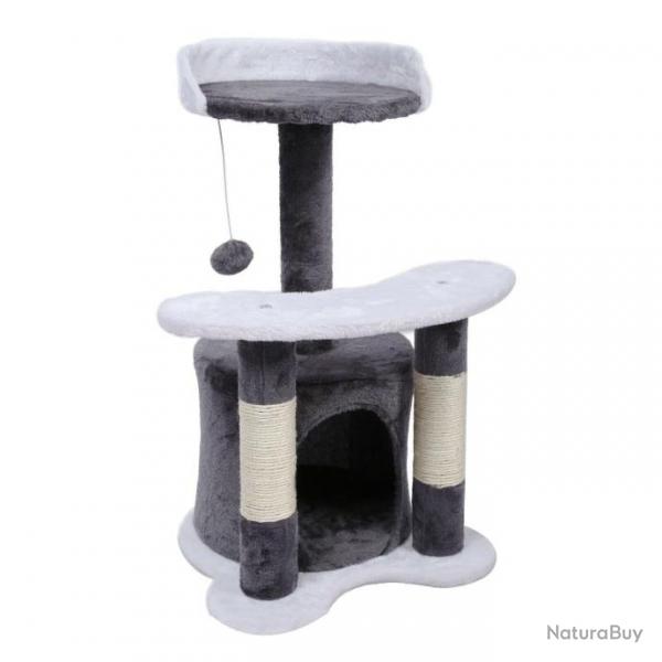 Arbre  chat 65 cm sisal plateforme niche et balle de jeux griffoir gris et blanc 16_0000003