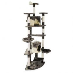 Arbre à chat d'angle plateforme d'observation jeux griffoir sisal 210 cm gris et blanc 16_0000008