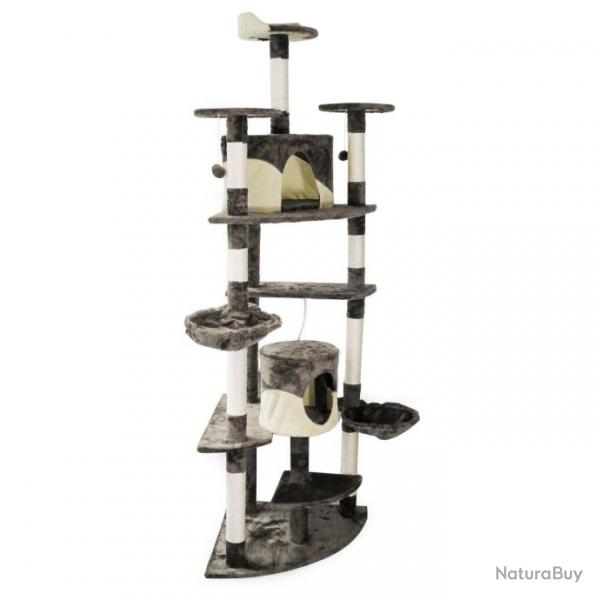 Arbre  chat d'angle plateforme d'observation jeux griffoir sisal 210 cm gris et blanc 16_0000008