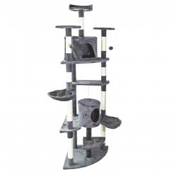 Arbre à chat d'angle plateforme d'observation jeux griffoir sisal 210 cm gris 16_0000007