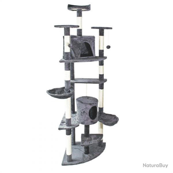 Arbre  chat d'angle plateforme d'observation jeux griffoir sisal 210 cm gris 16_0000007