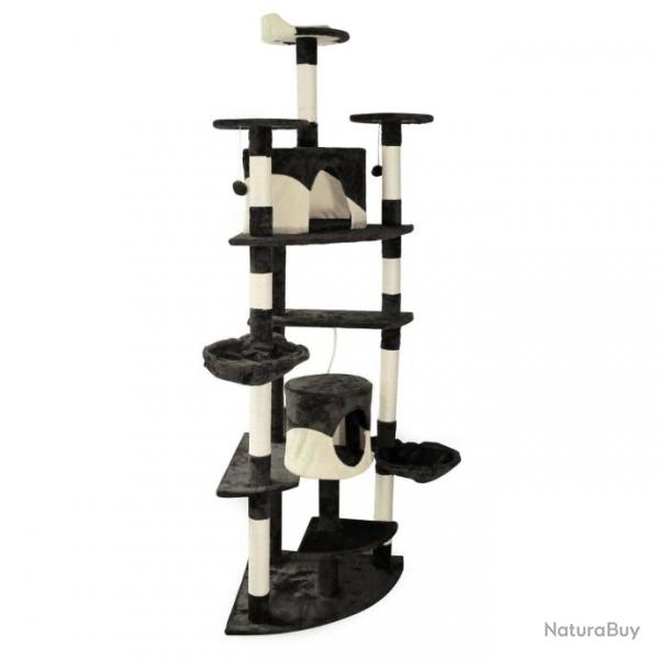 Arbre  chat d'angle plateforme d'observation jeux griffoir sisal 210 cm noir et blanc 16_0000009