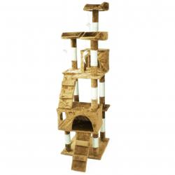 Arbre à chat 170 cm corde en sisal griffoir grattoir jeux plateforme beige 16_0000004