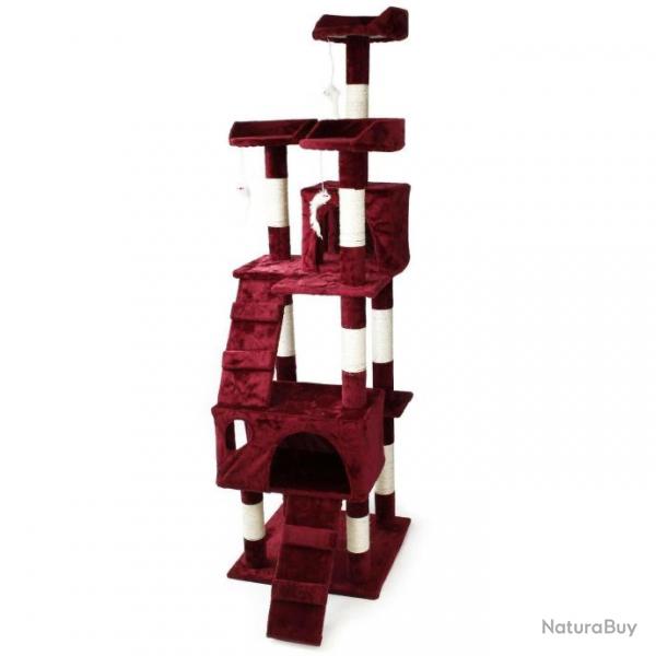 Arbre  chat 170 cm corde en sisal griffoir grattoir jeux plateforme rouge 16_0000022