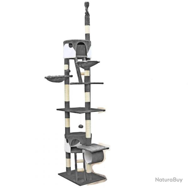 Arbre  chat plafond en corde en sisal griffoir grattoir XXL escalade gris et blanc 16_0000020