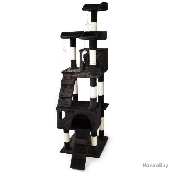 Arbre  chat 170 cm corde en sisal griffoir grattoir jeux plateforme noir 16_0000014