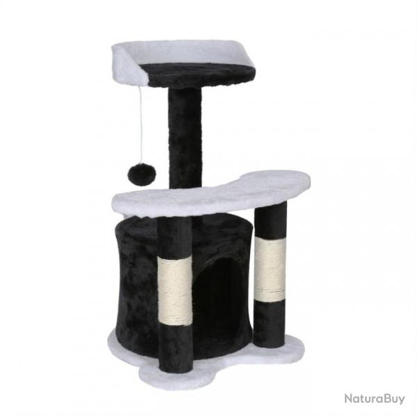 Arbre  chat hauteur 65 cm avec corde en sisal griffoir jeux noir/ blanc 16_0000012