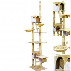Arbre à chat plafond corde en sisal griffoir grattoir XXL escalade beige et blanc 16_0000015