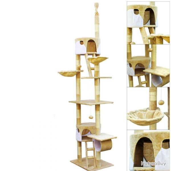 Arbre  chat plafond corde en sisal griffoir grattoir XXL escalade beige et blanc 16_0000015