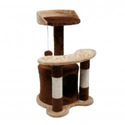 Arbre à chat hauteur 65 cm avec corde en sisal griffoir jeux marron/ beige 16_0000011