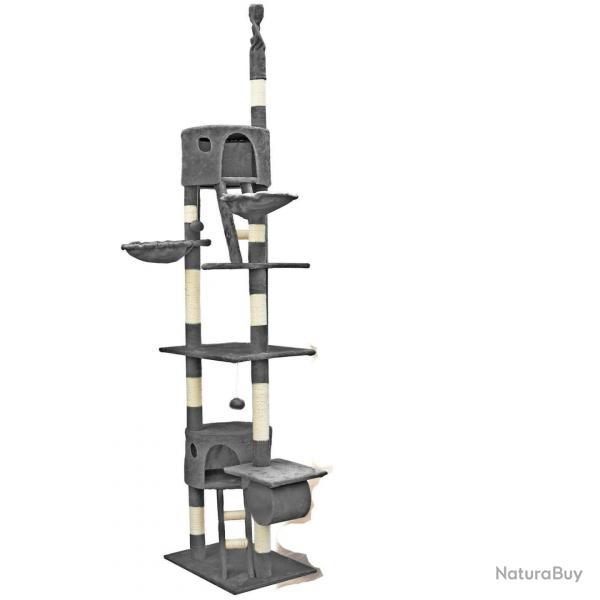 Arbre  chat plafond avec corde en sisal griffoir grattoir XXL escalade gris 16_0000018