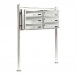Bloc 6 boites aux lettres sur pied 2x3 compartiments superposés acier inoxydable 16_0000044