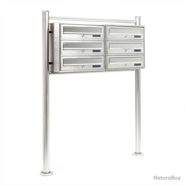 Bloc 6 boites aux lettres sur pied 2x3 compartiments superposs acier inoxydable 16_0000044