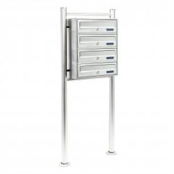 Bloc 4 boites aux lettres sur pied 4 compartiments superposé acier inoxydable 16_0000033