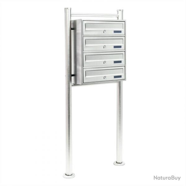 Bloc 4 boites aux lettres sur pied 4 compartiments superpos acier inoxydable 16_0000033
