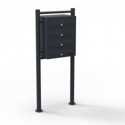 Bloc 4 boites aux lettres sur pieds 4 entrées acier galvanisé 46,8 x 38,5 x 27 cm noir 16_0000036