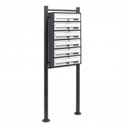 Bloc 6 boites aux lettres pied support 6 compartiment superposé anthracite et blanc 16_0000043