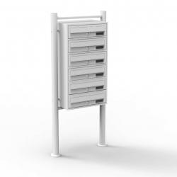 Bloc 6 boites aux lettres sur pieds 6 entrées acier galvanisé 69,6 x 38,5 x 27 cm blanc 16_0000046