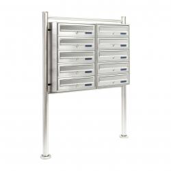 Bloc 10 boites aux lettres pied support 2x5 compartiments superposés acier inoxydable 16_0000024