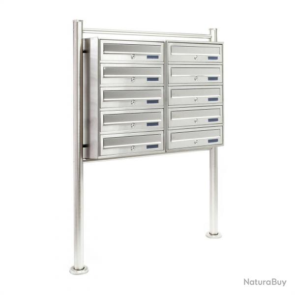 Bloc 10 boites aux lettres pied support 2x5 compartiments superposs acier inoxydable 16_0000024