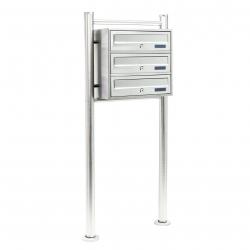 Bloc 3 boites aux lettres sur pied support 3 compartiments superposés acier inoxydable 16_0000029