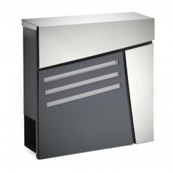 Boite aux lettres design murale design anthracite journal acier galvanisé et acier inoxydable anthr