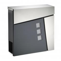 Boite aux lettres design murale compartiment journal acier inoxydable anthracite 16_0000099