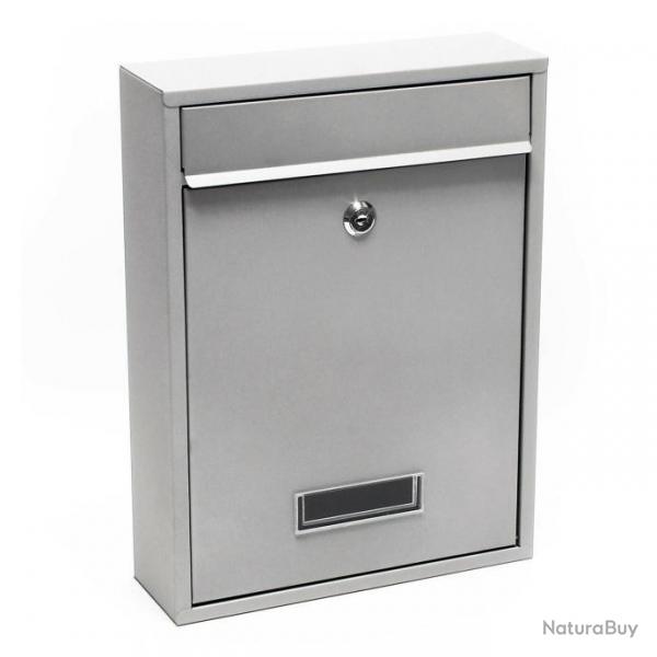 Boite aux lettres design murale courrier acier galvanis 21,5 x 9 x 32 cm argent 16_0000072