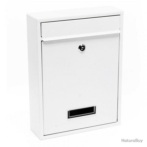 Boite aux lettres design murale courrier acier galvanis 21,5 x 9 x 32 cm blanc 16_0000074