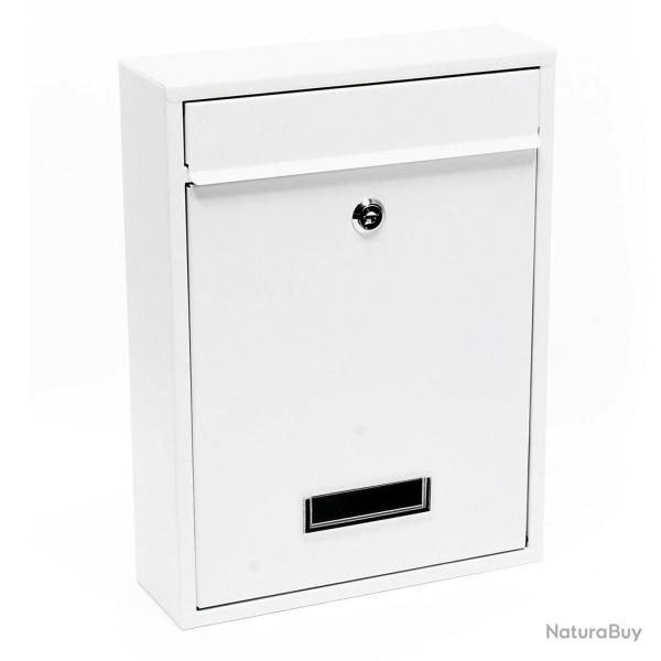Boite aux lettres design murale courrier acier galvanis 26 x 8,5 x 35 cm blanc 16_0000073