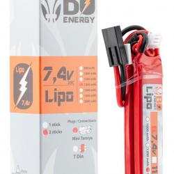 2 sticks batterie Lipo 2S 7.4V 1300mAh 25C T-DEAN