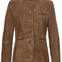 Veste janker en cuir (Couleur: Cognac/ vert / rouge, Taille: 38)