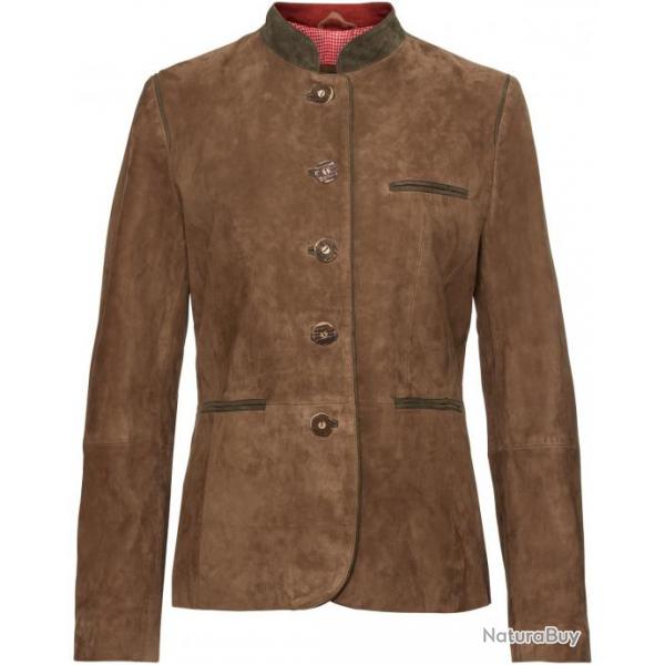 Veste janker en cuir (Couleur: Cognac/ vert / rouge, Taille: 38)