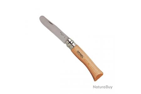 Couteau n°7 bout rond, lame inox, manche hêtre naturel Opinel