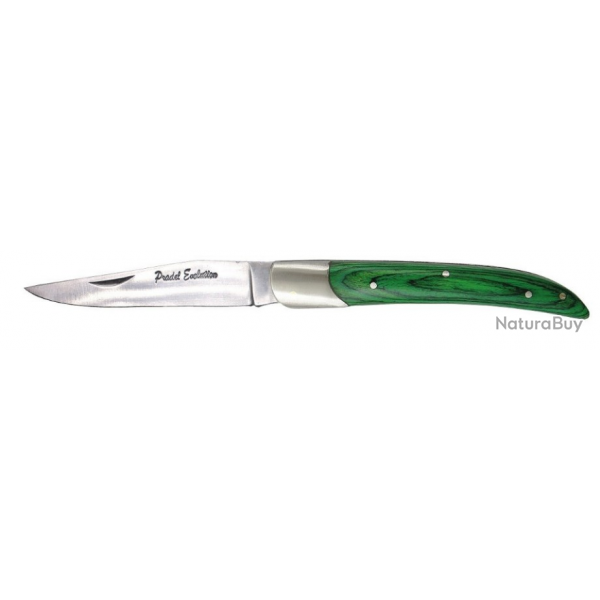 Couteau pliant Pradel Prestige teint vert + coffret bois + tui cuir