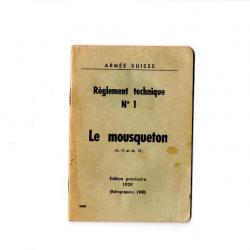 Scan du manuel du règlement technique N°1 mousquetons Suisse Schmidt Rubin K11 K31 français 1939.