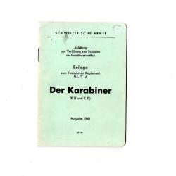 Scan du manuel du règlement technique N°T-1-D pour Schmidt Rubin K11 et K31 en allemand année 1948.